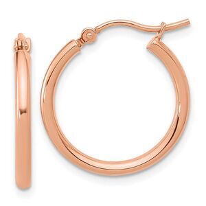 2mm Round Hoop Earrings in 14k Rose Gold, 20mm (3/4 Inch)